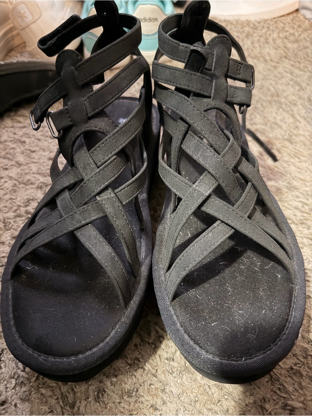 BearPaw Black Strappy Gladiator Sandals